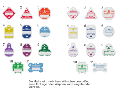 Alle Formen Hundesteuermarken